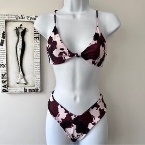 NWT Skatie Two Piece Cow Print Bikini Size S